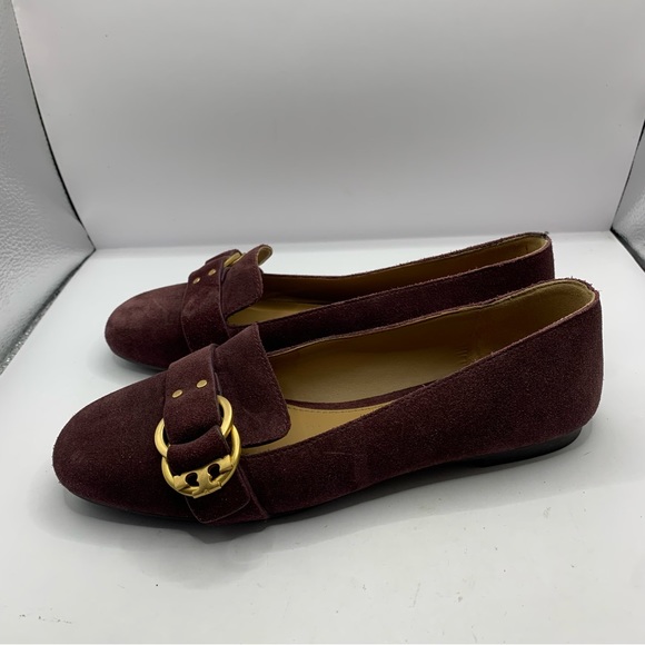 Tory Burch Shoes - Women's 6 Tory Burch Marden Suede Flats Malbec Purple